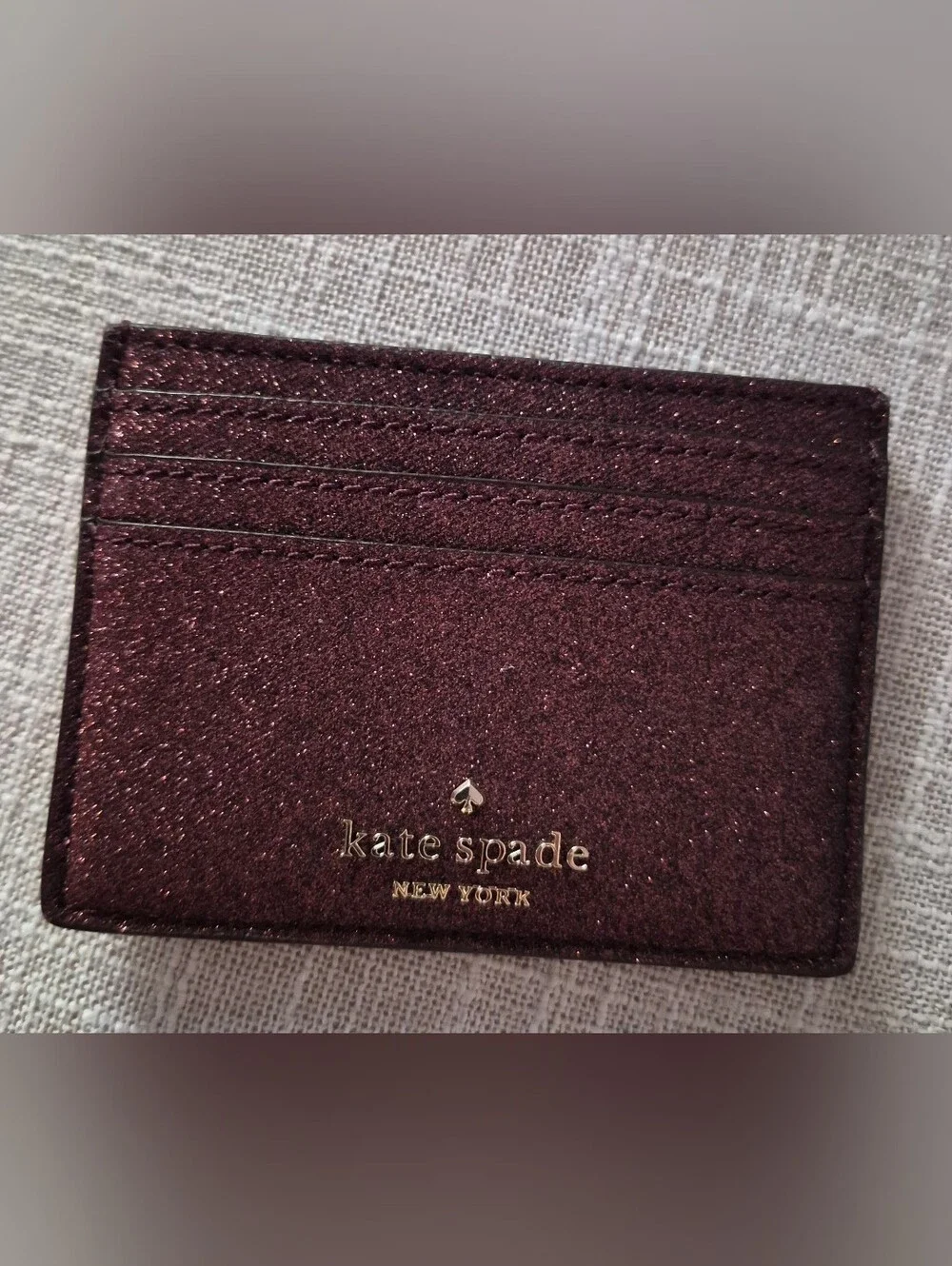 kate spade Glitter Cardholder in Deep Plum/ Burgundy Wine.